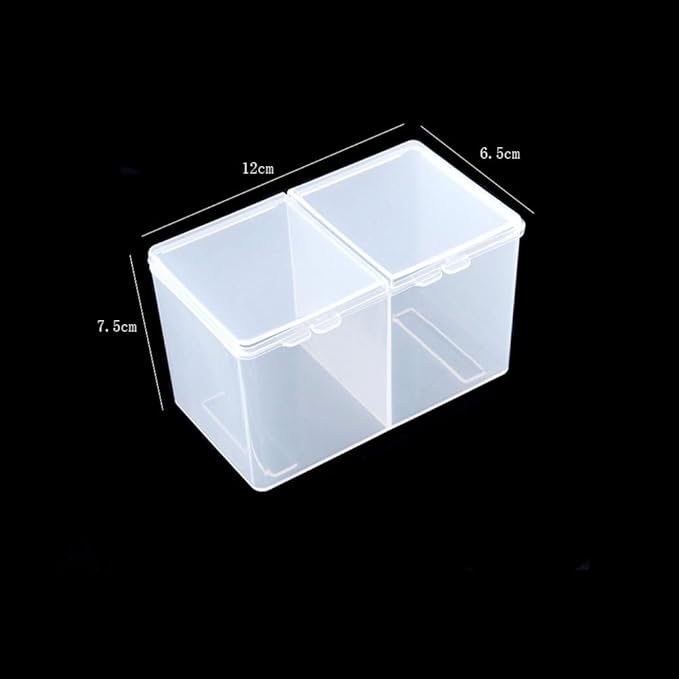 1 Piece Nail Storage Box Plastic Cosmetic Cotton Pad Holder Box 2 Grids Nail Polish Remover Pad Storage Container Box Makeup Cotton Storage Box Cotton Swab Holder Container, Transparent