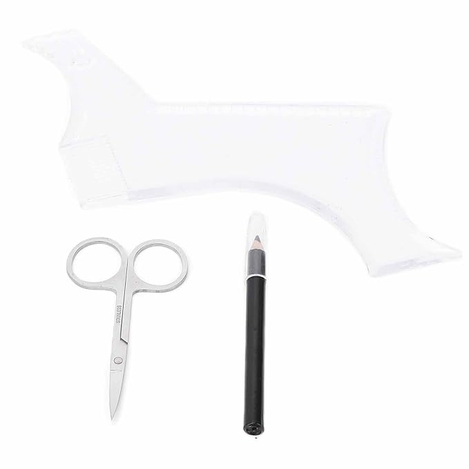 3pcs Men's Beard Shaping Tool Set - Professional Scissors Comb Pen for Precise Styling Transparent Design Home Grooming Kit