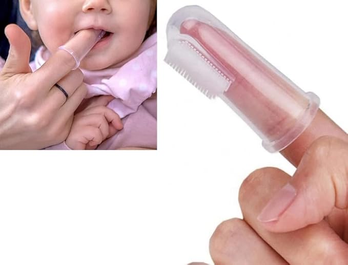 2/Pcs Baby Finger Toothbrush Silicone Infant Finger Cleaning Massager Brush for Teeth & Gums