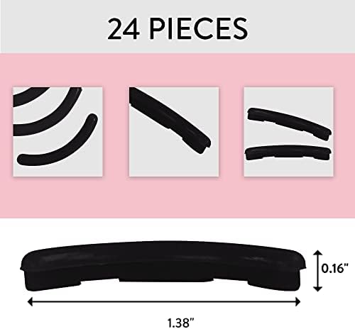 Black Eyelash Curler Refills (24-Pack) Replacement Pads | Eye Lash and Cosmetic Accessory | Create Permanent Curls and Intense Lashes | Universal Fit for Standard Curlers