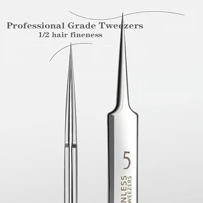 Blackhead Tweezers Remover, Stainless Steel Blackhead Remover Kit, Professional Pimple Extractor Popper Tool Kit, for Forehead, Facial and Nose (9pcs+15xMagnifying Glass)