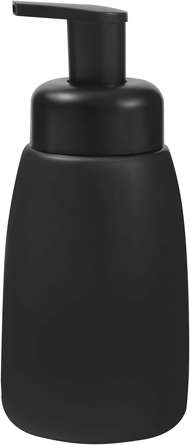 Foaming Hand Soap Dispenser Ceramic Jar Foam Dish Soap Dispenser for Bathroom and Kitchen Sink, Liquid Pump Bottle for Shampoo, Body Wash, Hand Soap, Black