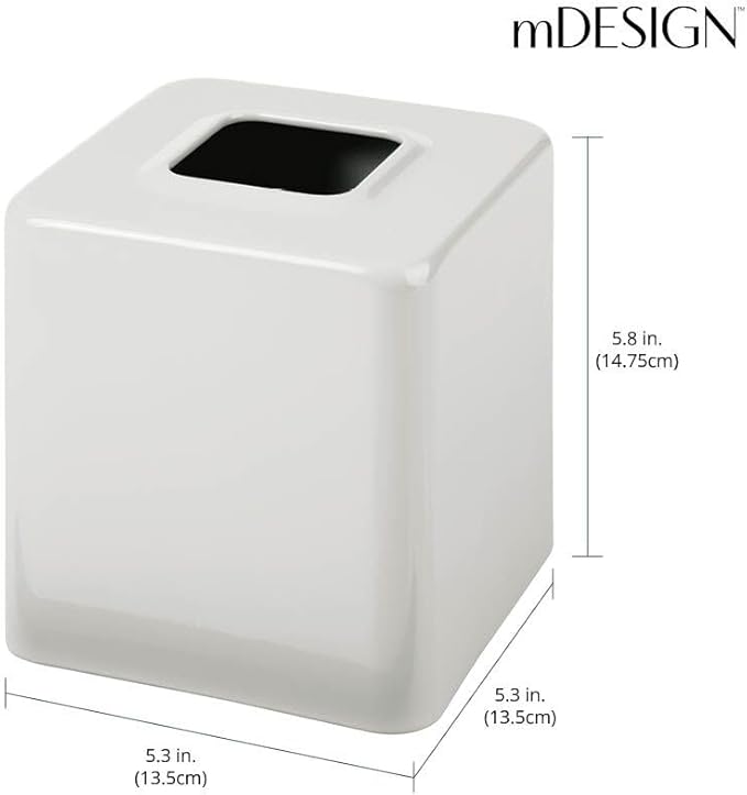 mDesign Metal Square Tissue Box Cover, Modern Facial Paper Holder, Accessories for Bathroom Vanity Countertop, Bedroom Dresser, Night Stand, Desk, Office, End Table, Unity Collection, Light Stone Gray