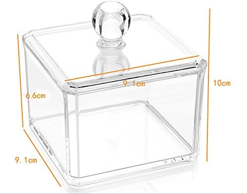 Kamay's Transparent Cotton Ball Pad Swabs Make Up Pads Dispenser Holder Organizer Container with lid Multifunction Acrylic Cosmetic Makeup Organizer (C)