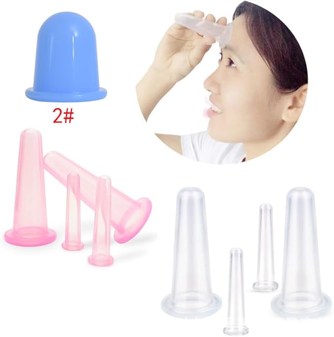 BWESOO 4Pcs Massage Cupping Set Silicone Mini Facial Cups Face Massager Helper Skin Care Neck Back Eyes Massaging Cup Safe to Use, Don't Worry About Burns Health Care Products (Green)