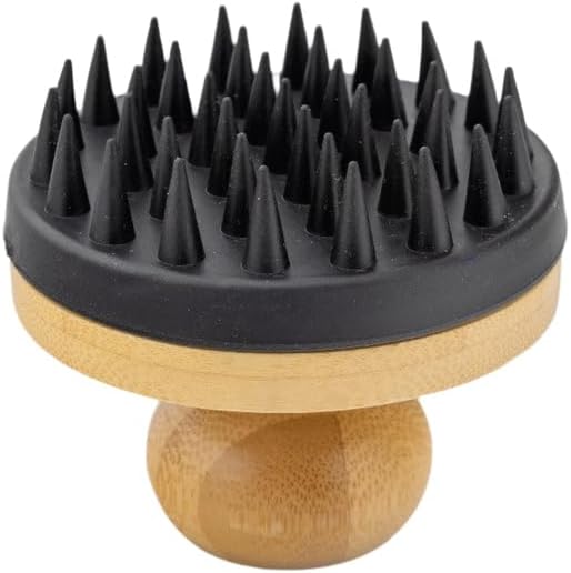 Doggy Style Small Dog Grooming Brush – Bamboo Bath Brush with Soft Silicone Bristles, Pet Scrubber for Shedding, Bathing & Massaging, Eco-Friendly Puppy Grooming Tool