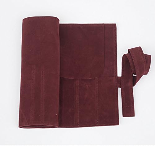 Creation Core Microfiber Fabric Salon Scissors Bag Roll Up Hair Tools Pouch for Stylist Barber Hairdressers, Red