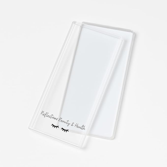 Acrylic Eyelash Storage Box - Eyelash Extension Organizer Box - Lash Organizer Tiles for Lash Extension - Perfect for Eyelash Holder, Eyelash Case and Eyelash Storage Case (clear & white)