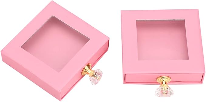 False Eyelashes Storage Box Quadrate Window False Eye Lashes Drawer Organizer Case for Makeup Lovers Travelers Pink Green Gold 2pcs