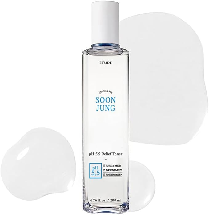 ETUDE SoonJung pH5.5 Relief Toner, Toner for Face, Hydrating Toner for Sensitive Skin, Vegan Face Toner, Panthenol, Madecassoside, Moisturizer, Korean Skin Care, Korean Toner, Beauty (6.76 Fl Oz)