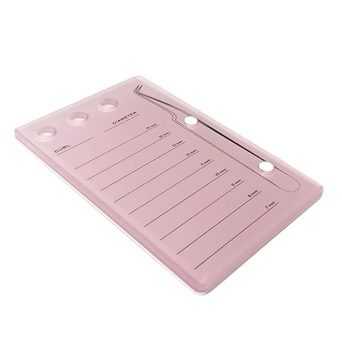 Eyelash Grafting Pallet, Acrylic Lash Tile holder, 7-15mm Scale Glue Cups Eyelash Extensions Storage Gasket Pads with Suction for Tweezers (pink)