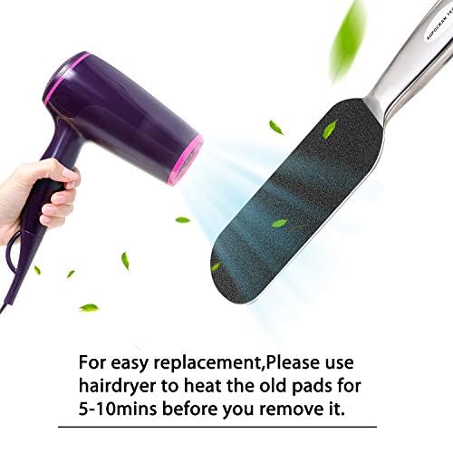 Stainless Steel Pedi File Refill, 80 Grit, Black - Pedicure Refill Pads - Foot Rasp Pad with Removable Glue,Size 5.2" L x 1.7" W,