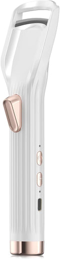 Heated Eyelash Curler Premium PRO - Fast Heat up in 8s - 24 Hours Long Lasting - Rechargeable Electric Eyelash Curler with Type-C, Innovative L Silicone, 2 Heat Modes, Anti-Burn Eyelid, White-GA