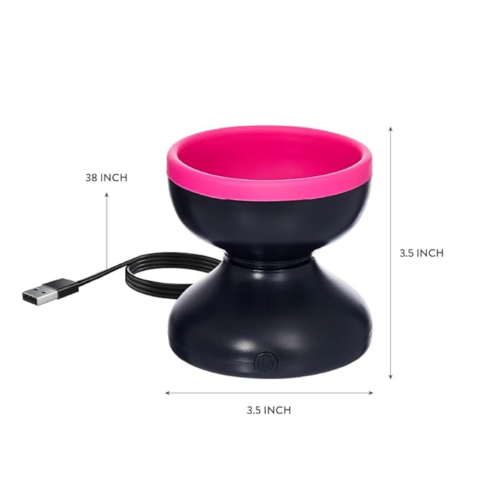 ÉCLAT Electric Makeup Brush Cleaner Machine, Remove Residue on Brush, Sponge, Powder Puffs, Cosmetic Tool Cleaner, No Batteries Needed, Portable Spinning Washer Saves Cleanser Solution (Black/Pink)