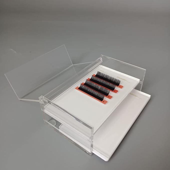 2 Layers Acrylic Eyelash Pallet Organizer Box, Grafting Eyelash Clear Makeup Display Container for False lashes Transparent Storage Case (White)
