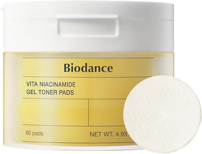 Biodance Vita Niacinamide Gel Toner Pads, Dark Spot Corrector, Evening Skin Tone, Gentle Exfoliating Toner Pads with Vitamin C, Pre-Soaked Pads, Korean Skin Careㅣ4.93 fl.oz.(140g)*60Pads