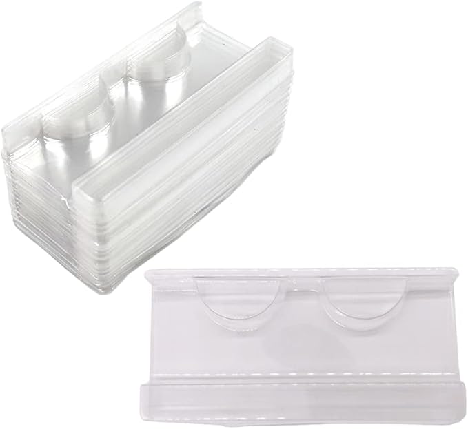 100 Pieces Clear Eyelash Trays Holder Lash Tray Holder Plastic Eye Lash Trays Empty Eye Lash Trays Holder Plastic False Eyelash Tray for False Eyelash Storage Dispaly, 4.2 x 2 Inches