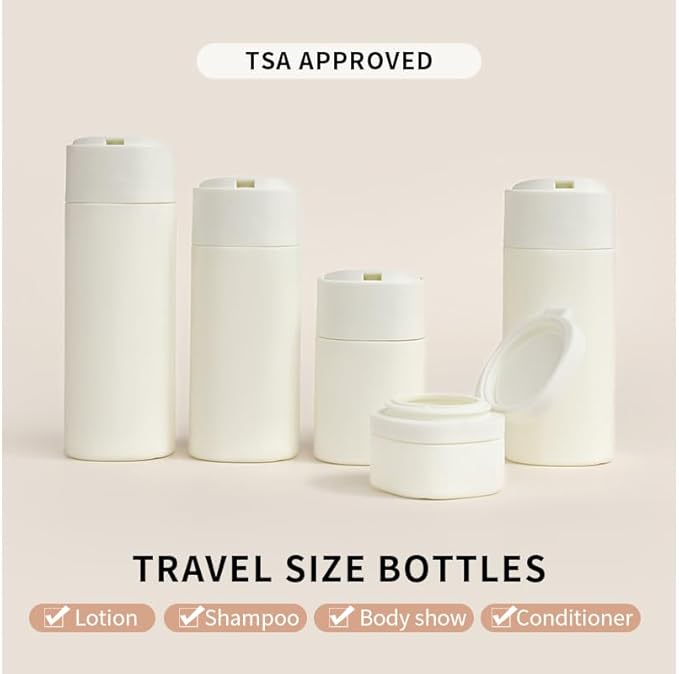 5 Pack Brief and Fashion Travel Bottles TSA Approved, BPA Free Travel Size Travel Containers Refillable Squeeze Bottles for Cosmetic Shampoo Cream Conditioner Lotion Soap… (Nordic green)