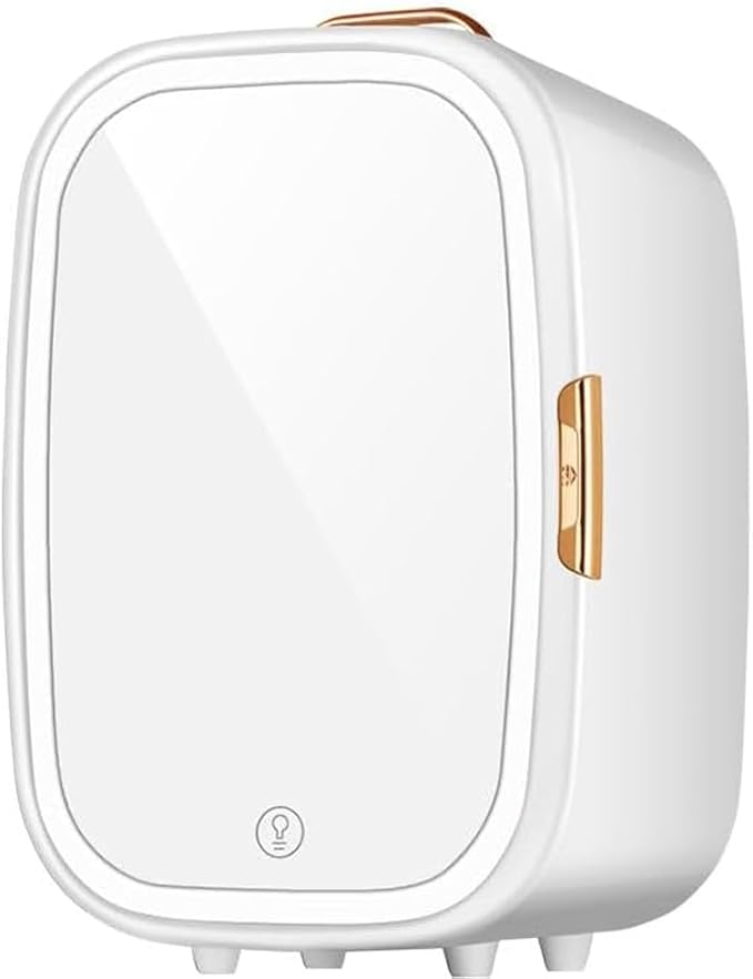 20L Cold Hot Mini Refrigerator, Portable Beauty Makeup Fridge, with Makeup Mirror and LED Light, Adjustable Brightness, Removable Shelves, for Drink, Car, Office