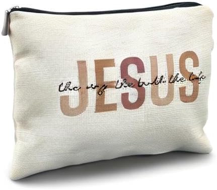 Bible Gift Makeup Bag for Women, Christian Jesus Cosmetic Pouch, Jesus Gifts for Women, Faith Based Gifts Zipper Pouch