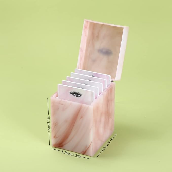 5 Layers Acrylic Eyelash Storage Box, Makeup Eyelashes Extension Close-Packed Display with 5 Pallets, Grafting False Eyelashes Glue Pallet Holder Display Organizer (5 Layer Marble Pink)