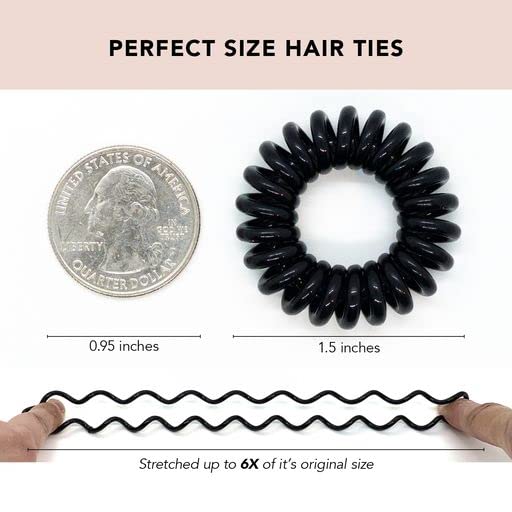 Kitsch Spiral Hair Ties for Women – Coiled Plastic Hair Ties No Damage, Ponytail Holders for Thick and Thin Hair – Creaseless and Dent-Free, Phone Cord Style | Ideal Gifts for Women - Clear, 4 Pcs