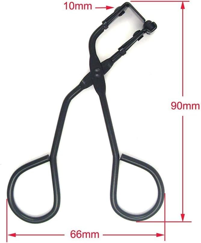 2 Pcs Eyelash Curler with Refill Pads - Mini Lash Curler for All Eyelash Shapes - Professional 2-in-1 Beauty Kit with Precision Tweezers - Stainless Steel Design for Perfect Control (Black+Silver)