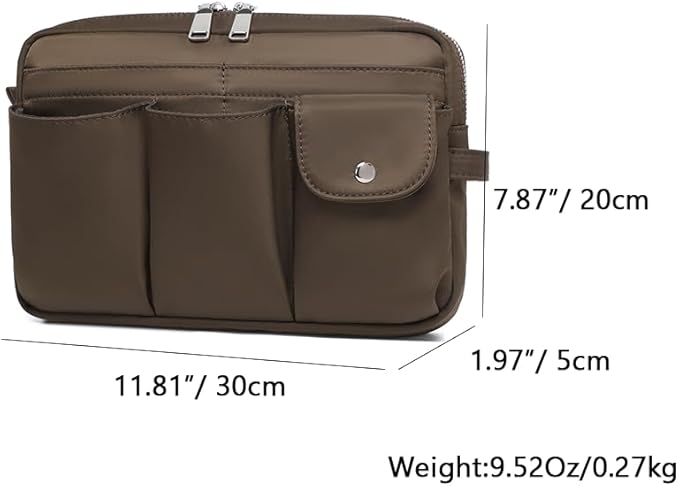 Storage Bag-arge Cosmetic Bag for Women Travel Makeup Bag Zip Up Bag Pure Cotton Canvas Can be Suspended (Brown)