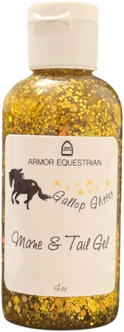 Horse Gallop Glitter Gift Set, 4 Items - Hoof Polish, Body Glitter, Mane and Tail Gel, Shimmer Body Spray (Gold)