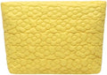 Puffy Quilted Makeup Bag for Women, Cosmetic Bag, Travel Toiletry Organizer Pouch Clutch (Yellow Flowers)
