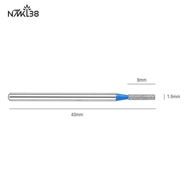 NMKL38 Diamond Bit Small Barrel Shape Electric Nail Drill File Cuticle Cleaner Tool for Rotary Nail Drill Machine Manicure Pedicure Polishing Kit (Medium 1.6x8)