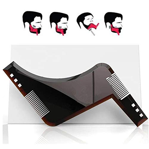 WOIWO 2 PCS Men's Beard Comb Sideburns Styling Comb With Brush Beard Trimming Template Comb Beard Styling Comb Makeup Comb