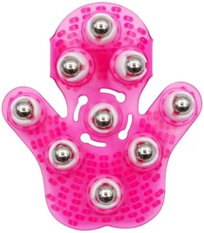 Roller Ball Body Massage Glove Anti-Cellulite Muscle Pain Relief Relax Massager for Neck Back Shoulder Buttocks Face Lift Tools (Pink)