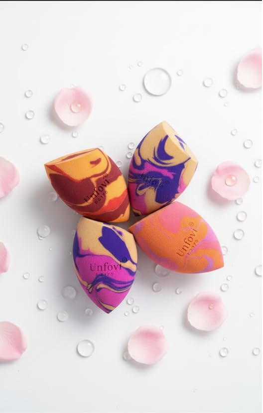 Random 3Pcs Makeup Sponges from 4 Colors, Tricolor Fusion Beauty Shape Makeup Sponge for Foundation, Concealer, Powder Cream and Liquid Application (Blind Box)