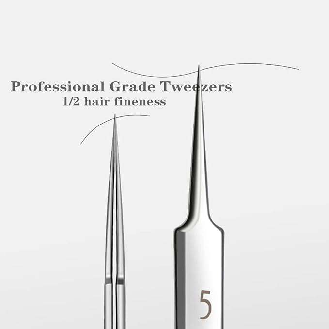 5pcs Blackhead Remover Tweezers Pimple Popper Tool Kit, Precision Acne Needle Comedone Blackhead Tweezers Extractor Removal Whitehead Popping Zit for Nose Face Skin Blemish Extractor Tool
