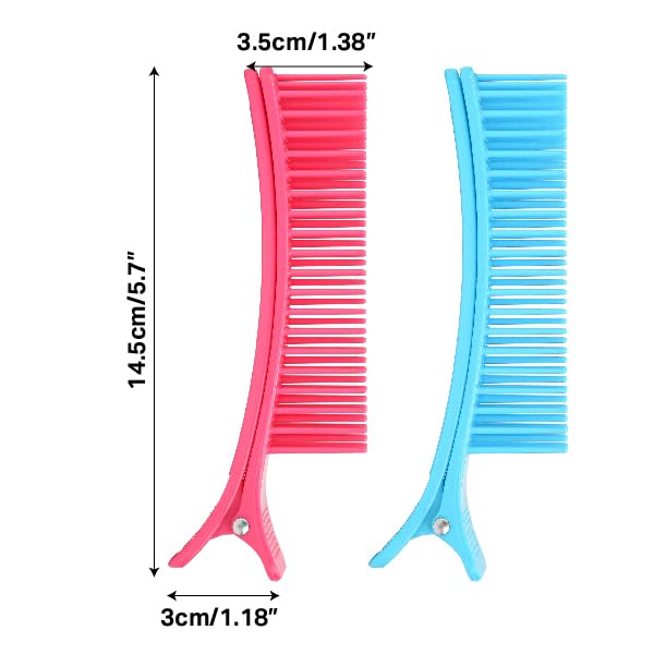 Alligator Hair Sectioning Grip Clips, 2 Pack Must Haves Nonslip Hairstylist for Coloring Barber Cutting Supplies, Neon Clip Parting Comb Quick & Efficient Nonslip, Professional Salon Braider Pink/Blue