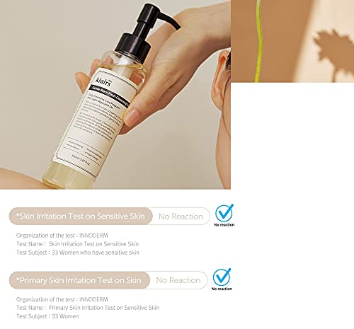 DearKlairs Gentle Black Fresh Cleansing Oil – Only 6 Ingredients, Korean Oil Cleanser for Oily & Sensitive Skin, Vegan Makeup Remover, Pore Cleansing, Double Cleansing Step 1, 5.07 Fl Oz