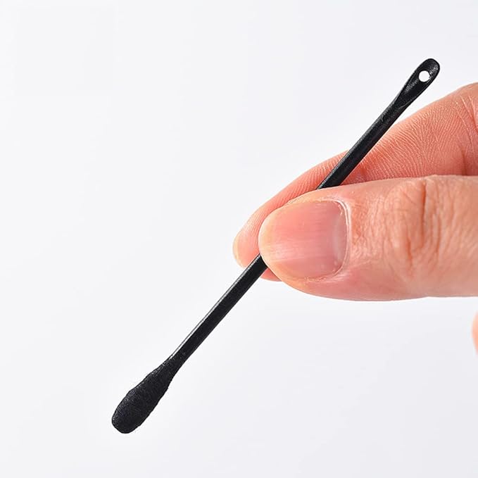 200 Disposable Plastic Blackhead Remover Tool Double Headed Cotton Swabs Stick Blackhead Extractor Removal Stick Pimple Popper Tool Beauty Tool, Black