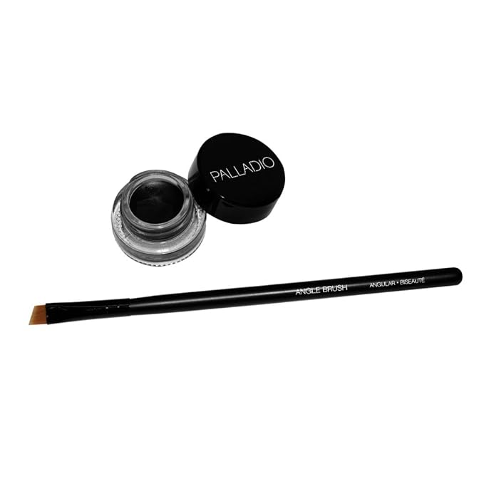 Palladio Angle Liner Brush, Tapered Makeup Brush, Precise Definition, Short, Stiff Brush, Perfect Detail, Flawless Straight Lines, Smooth Finish, Synthetic Natural Bristles, Comfortable Grip
