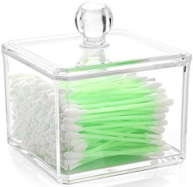 Kamay's Transparent Cotton Ball Pad Swabs Make Up Pads Dispenser Holder Organizer Container with lid Multifunction Acrylic Cosmetic Makeup Organizer (C)