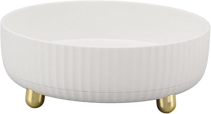 Fydun Rotating Plate, 360 Degree Storage Rack Organizer Round Cosmetic Shelf Basket Turntable for Kitchen Cabinet Pantry Small White Lazy Susans Refrigerator (White)