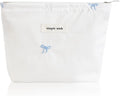 Wudygirl Makeup Bag Travel Cosmetic Bag for Women Small Makeup Pouch Zipper Cosmetic Pouch Handbag Aesthetic (Blue Bow)