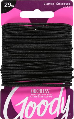 Goody Ouchless Womens Elastic Hair Tie - 29 Count, Black - 2MM for Fine to Medium Hair - Pain-Free Hair Accessories for Women Perfect for Long Lasting Braids, Ponytails and More