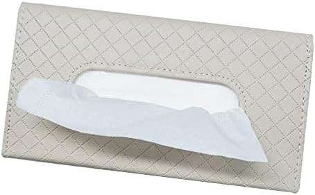 Car Sun Visor Tissue Holder, Car Napkin Holder, Premium PU Leather, Mask Holder for Sun Visor Vehicle, with Tissue Refill, Beige
