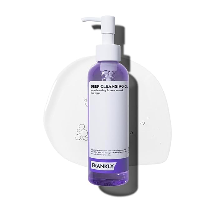 FRANKLY Pore Cleansing Oil, Oil Cleanser for Face l Makeup Blackhead Remover with BHA & LHA, Amino Acids, Hyaluronic Acid l All Skin Types, Korean Skin Care 6.8 fl oz