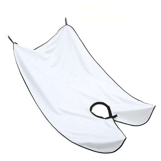 Beard Apron Beard Bib Hair Catcher mens gifts for birthday unique husband gifts With 2 Suction Grooming Accessories For Men For Sink Shaving And Trimming (White)