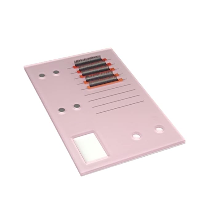 Grafting False Eyelash Acrylic Extension Pallet, Eyelash Extension Glue Tweezers Plate Pad Makeup Palette Individual Training Tools (Pink (7.87x5.12in))
