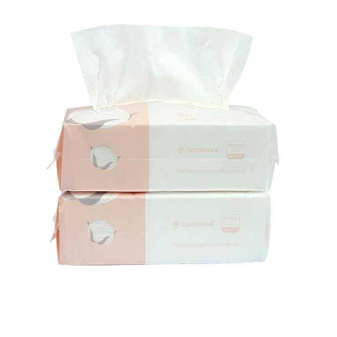 Extra Thick Dry Wipe, Disposable Face Drying Towel 100% Cotton, Lint-Free Cotton Tissues (2 Pack)