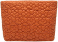 Puffy Quilted Makeup Bag for Women, Cosmetic Bag, Travel Toiletry Organizer Pouch Clutch (Orange Flowers)