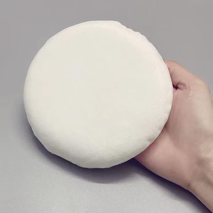 Powder Puff, manqianxun 5.1Inch Large Loose Powder Puff for Body Powder, Ultra Soft Washable Velour Fluffy Body Powder Puffs with Ribbon, White